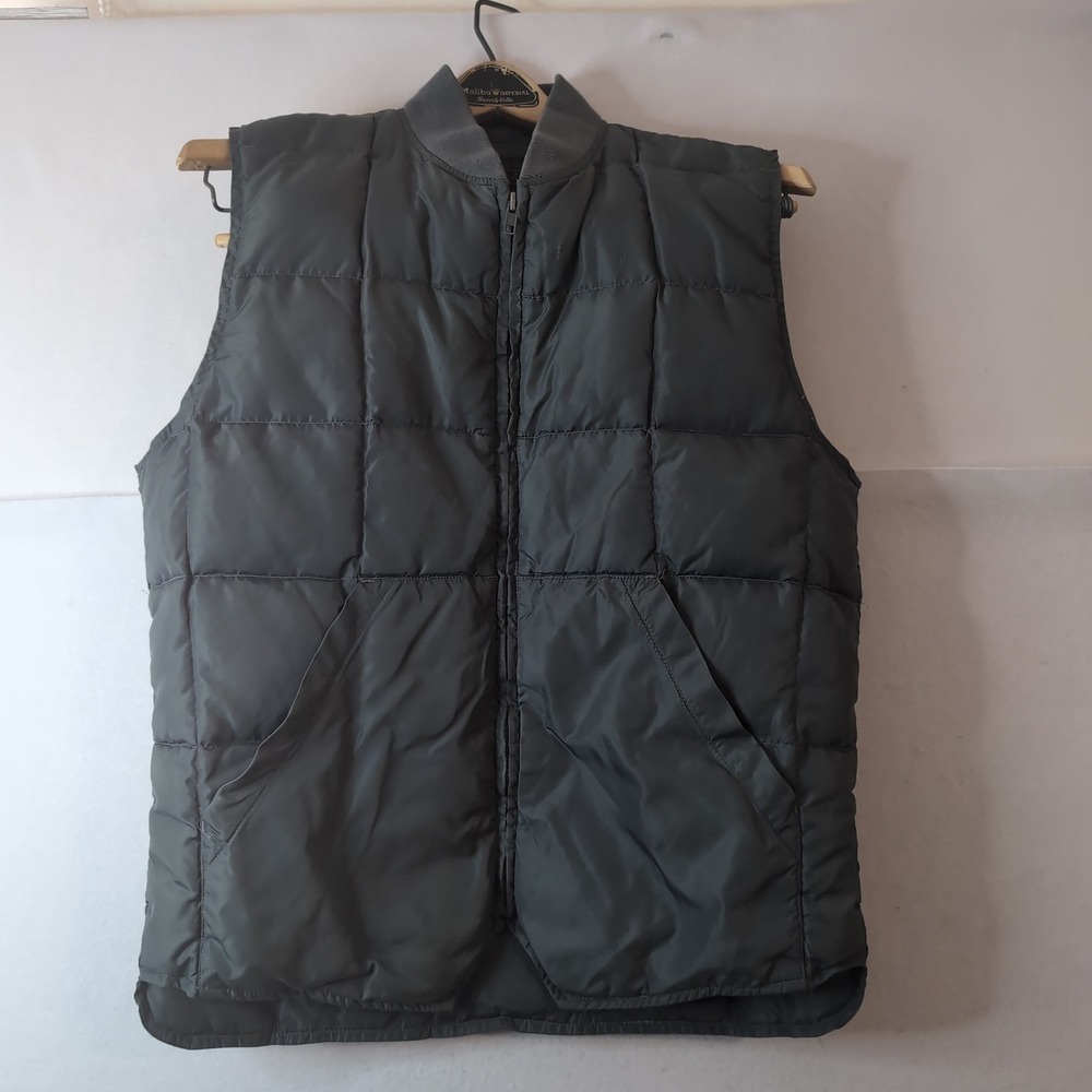 Vintage Eddie Bauer Goose Down Puffer Vest Gray Quilted Full Zip Mens L